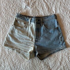 Levi's Blue Jean Shorts High-Waisted Raw Hem
